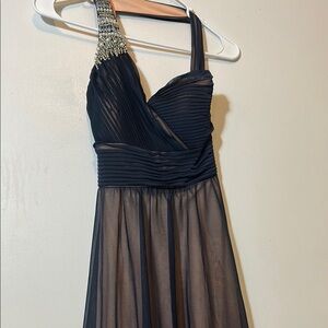 My Michelle Navy One-Shoulder Dress with Silver Accents